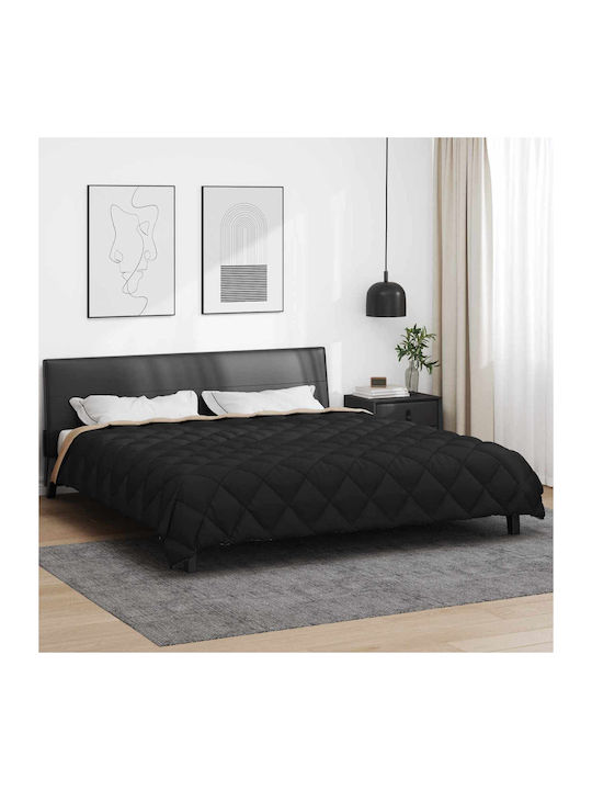 vidaXL Duvet Cover Queen 220x240 Μαύρο Και Ταμπά