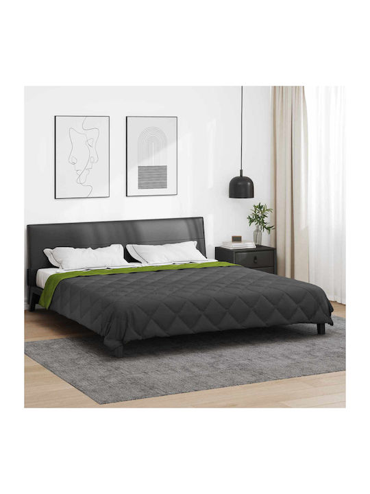 vidaXL Duvet Cover Queen 220x240 Green and Anthracite