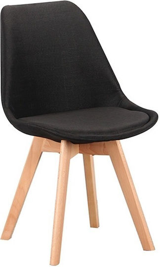 Billy Dining Room Fabric Chair Black 49x55x47cm