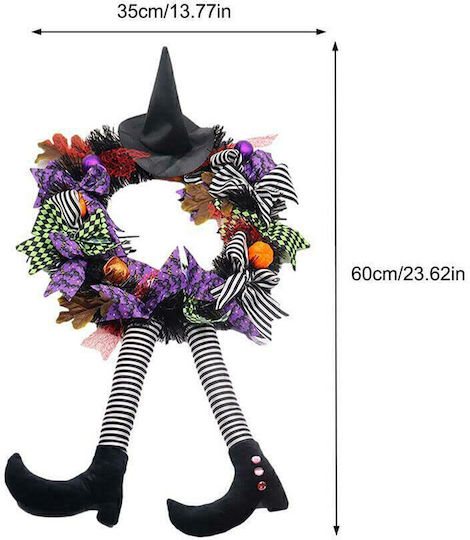 Door Wall Decoration Wreath Hanging Halloween Witch 60cm