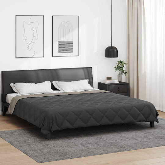 vidaXL Double Blanket 220x200cm Light Gray Charcoal