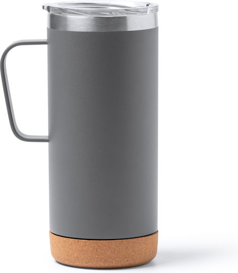 Beyron Mug Metallic with Lid Transparent 600ml