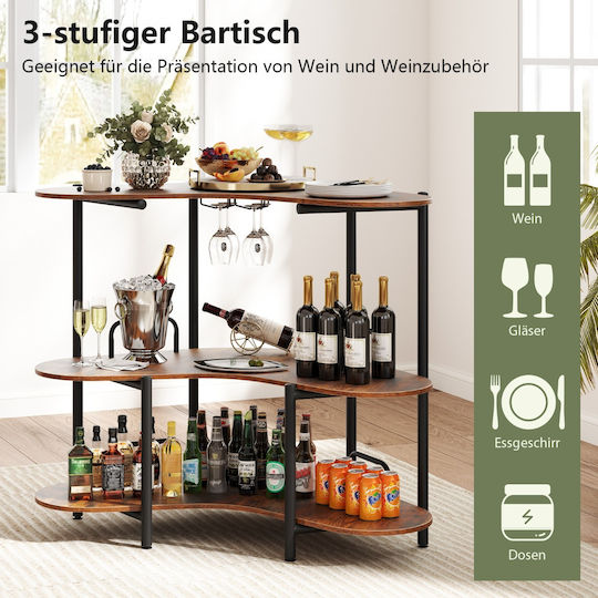 Table Bar with Glass Surface Coffee 120x66x102cm