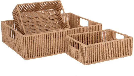 Iliadis Set of Decorative Baskets Straw Beige 3pcs