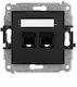 Механизъм За Двойна Компютърна Контактна Кутия 2xRJ45 Cat 5e 8-Пинов Мат Черен 12igk-2