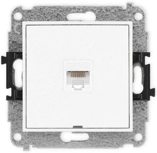 Netzwerksteckdose Einzeln Computer Mechanismus 1xrj45 Cat 5e 8-polig Ohne Beschreibungsfeld Weiß Matte 25igkbo-1