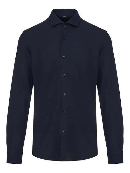 Boss Long-sleeved Cotton Shirt Dark Blue