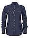 Langärmelig Damen Denim Hemd Blue