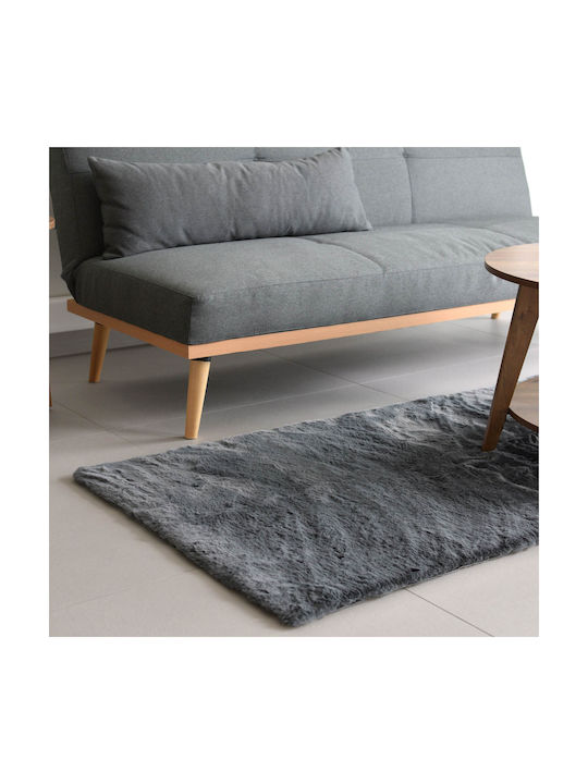 Ravelia Χαλί Αντιολισθητικό Γούνινο 80x200cm Γκρι