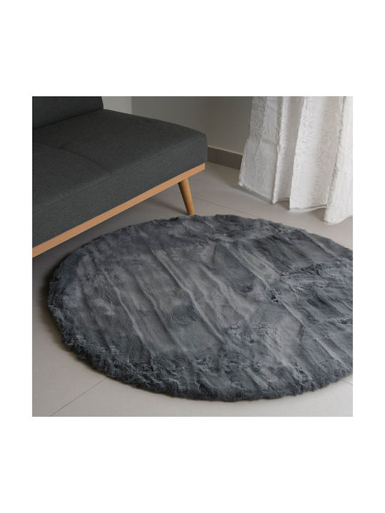 Ravelia Anti-slip Rug Round Furry Gray