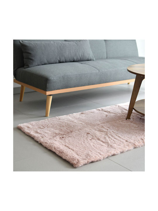 Ravelia Αντιολισθητικό Χαλί Διάδρομος Γούνινο Fluffy Pink 80x150cm