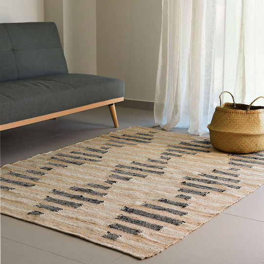 Ravelia Abacus Rectangular Summer Wicker Rug Beige 120x180cm