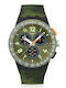 Swatch Unisex Men's Watch Chronograph Battery with Green Rubber Strap