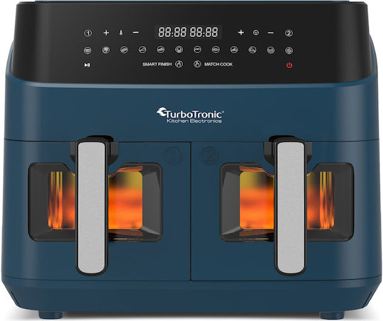 Turbotronic Air Fryer με Διπλό Αποσπώμενο Κάδο 9lt Μπλε TT-DAF6W