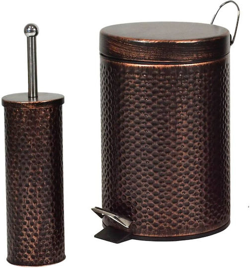 Metallisch Set aus Toilettenbürste und Mülleimer für das Badezimmer 7Es Kupfer Metallisch Set aus Toilettenbürste und Mülleimer für das Badezimmer 7Es Kupfer