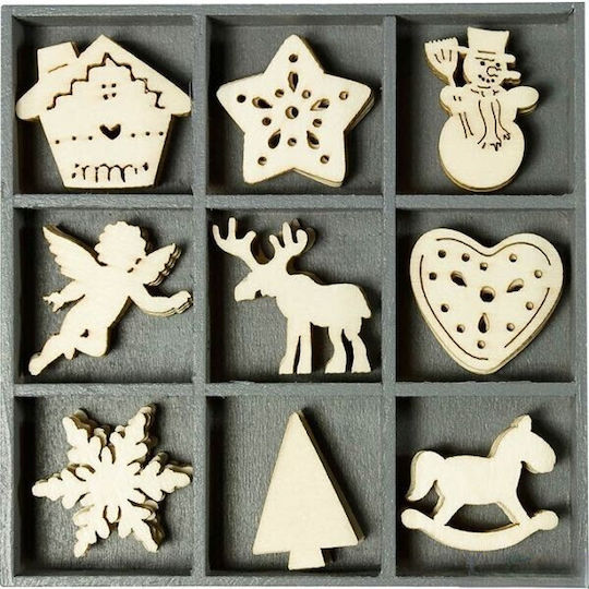 Knorr Prandel Xmas Wooden Craft Decoration Set Christmas 3cm 45 Packages
