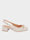 Synthetic Leather Pointed Toe Beige Heels