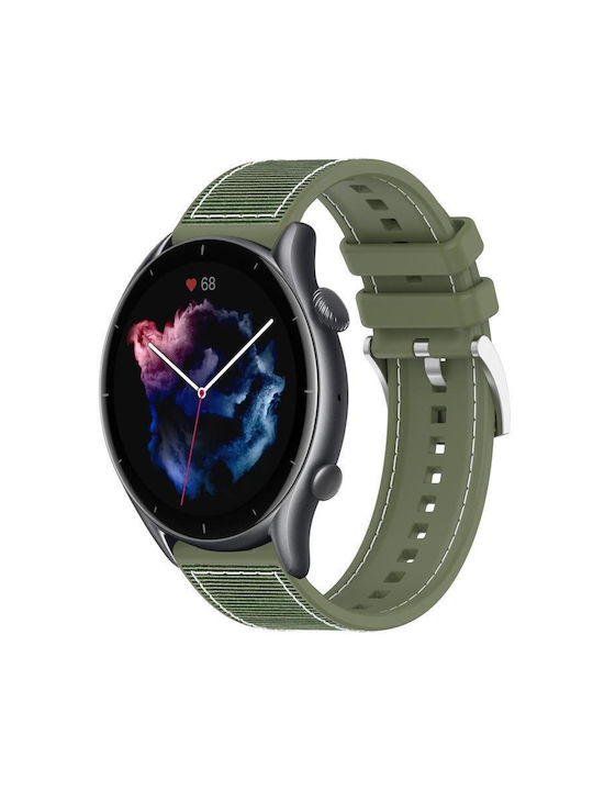 Hybrid Watch Strap Silicone Braid 22 Mm Amazfit Gtr 4 Gtr 3 Gtr 3 Pro Green