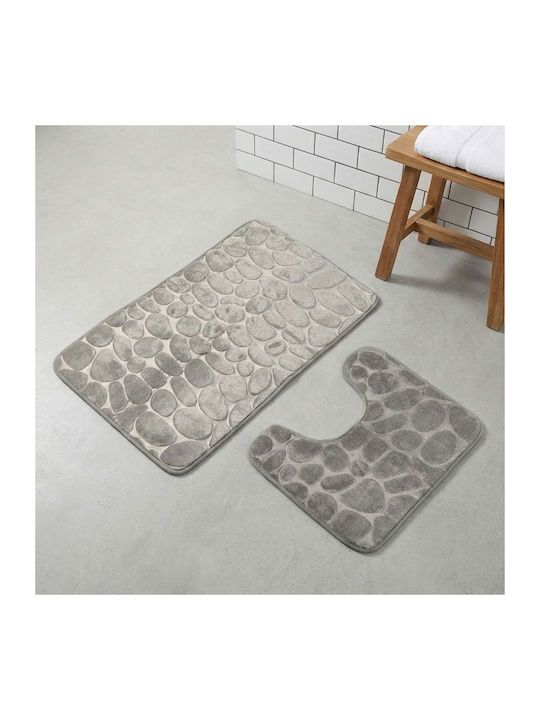 Olia Home Σετ Πατάκια Μπάνιου 2548310 Light Grey 2τμχ