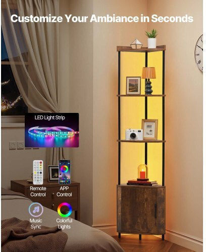 Γωνιακή Βιβλιοθήκη με LED Μαύρη 30.5x30.5x167.8εκ. Γωνιακή Βιβλιοθήκη με LED Μαύρη 30.5x30.5x167.8εκ.