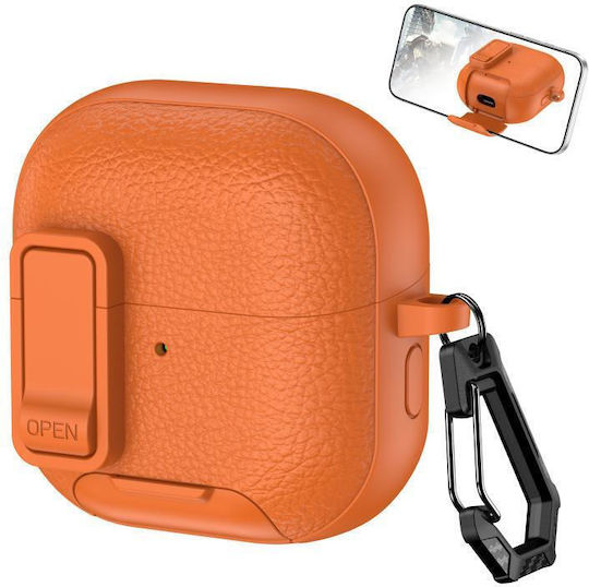 Huawei Freeclip 2 Leder Hülle Für Bluetooth-Ohrhörer Mit Haken Orange