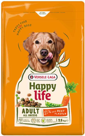Happy Life 2.5kg Trockenfutter für erwachsene Hunde mit Rindfleisch, Kalb, Fleisch, Huhn, Lachs und Gemüse