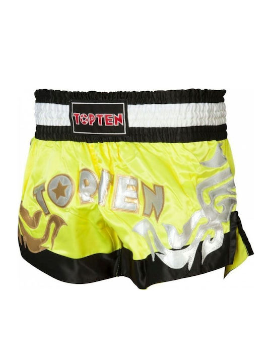 Kick-Thai Boxen Shorts Top Ten Neon Gelb Schwarz