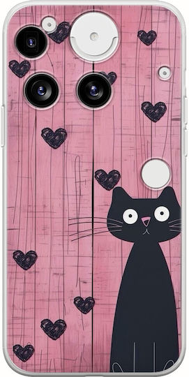 Калъф Valentine's Day Cat Is Love Nothing Phone 3 5g Гъвкав TPU Прозрачен Силикон