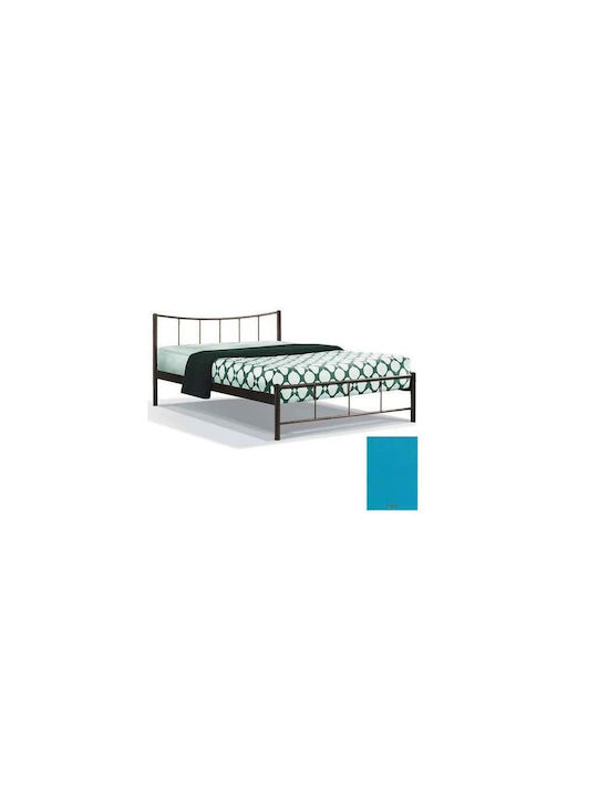 Fivos Bed Semi-Double Metal Light Blue for Mattress 130x200cm