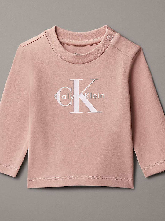 Calvin Klein Kinderhemd Langarm Rosa Monogram Ls