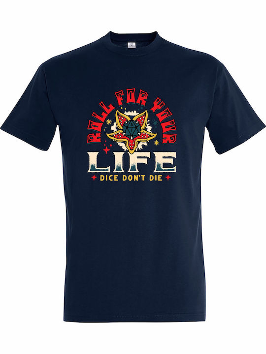 Детска тениска French Navy Stranger Things Roll For Your Life Demogorgon Dice