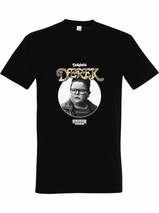 Kinder-T-Shirt Black Delightful Derek Fun, Stranger Things