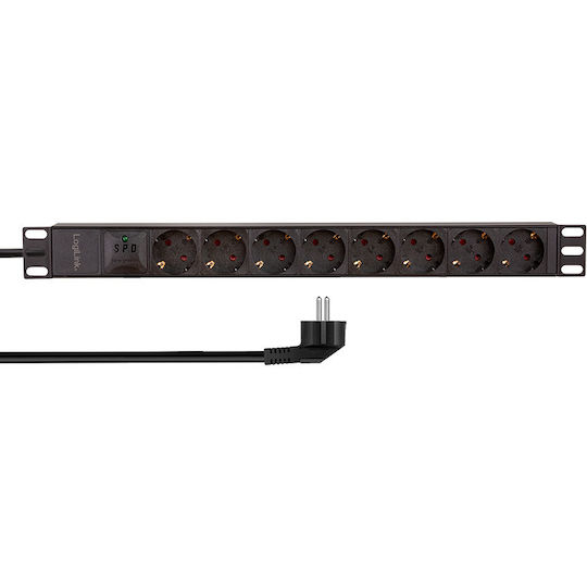 Logilink Pdu 1u 19 Inch Rack 8 Prize Schuko Intrare Schuko Max 16 A Protecție Supratensiune Ip20 2 M Negru "pdu8c04" Ștampilă Verde 0.8 Lei