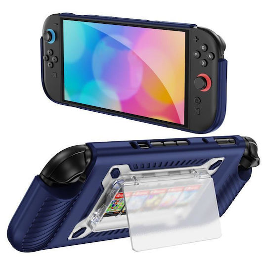 Nintendo Switch 2 Anti-Slip Protective Console Case Game Texture TPU Hybrid Card Slot Blue