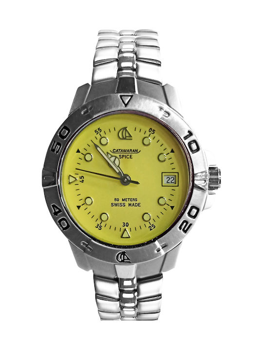 Catamaran Men's Watch 31mm Battery with Silver Metal Bracelet