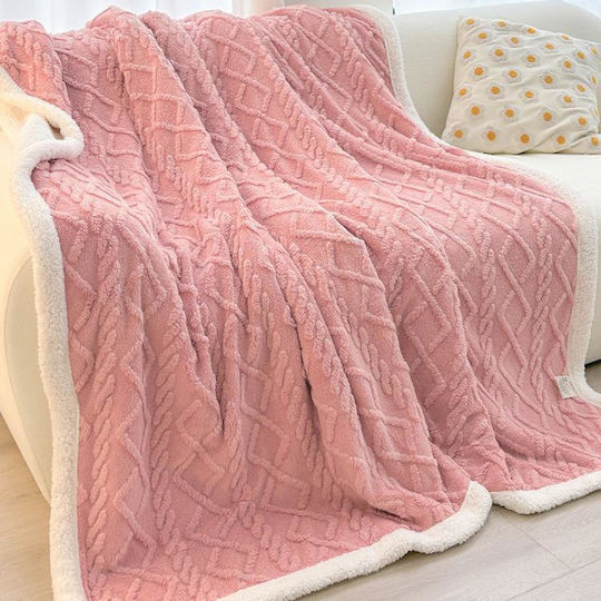 Κουβέρτα Fleece Διπλή 200x230εκ. Ροζ
