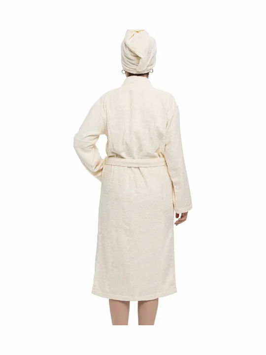 SteweHome Damen Bademantel Handtuch Haar Creme Baumwolle