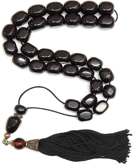 Roloi Komboloi Mastic Worry Beads with 31 Beads Black 46cm