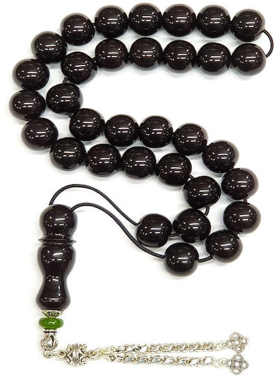 Roloi Komboloi Mastic Worry Beads with 33 Beads Black 44cm