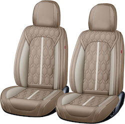 Premium Car Seat Covers 5 Seats Carguard Deluxe Perforated Eco-leather Light Brown Cream