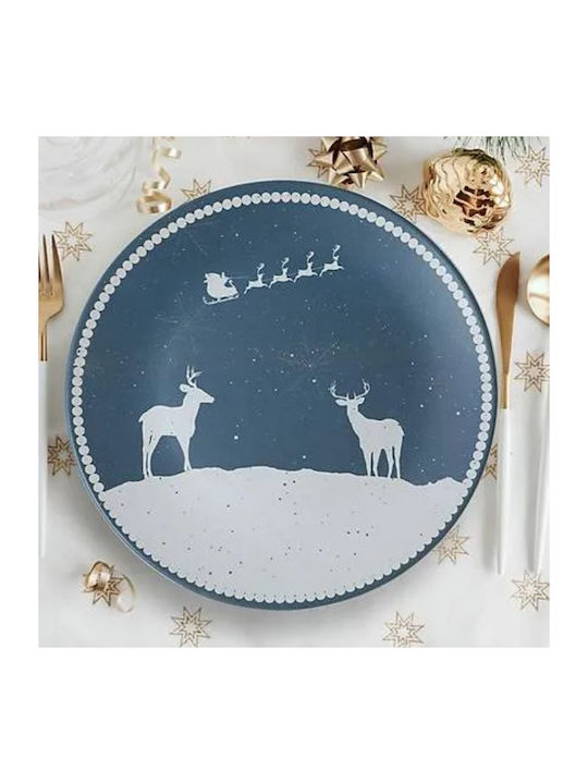 Farfurie Gri De Crăciun Cu Model De Reni – 26x26 Cm