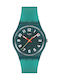 Swatch Unisex Herrenuhr Batterie mit Grün Kautschukarmband