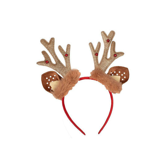 Christmas Reindeer Headband Jingle Bells 24cm Gold