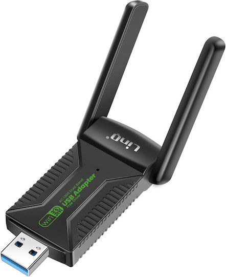Linq USB WiFi Мрежова Карта 1300Mbps Bluetooth 5.4 Двулента Черна