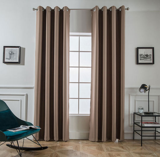 Mc Decor Blackout Curtains with Grommets Brown 140x265cm