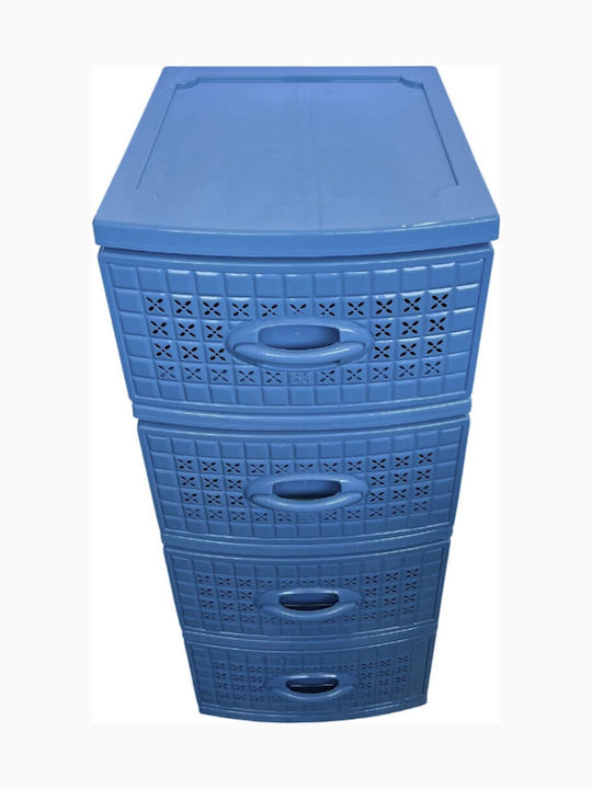 Nektarplast Sertar Din Plastic Cu 4 Locuri Albastru 38x49x96cm