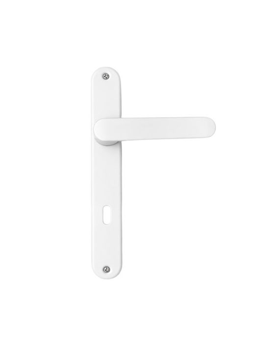 Finetto Lever Middle Door with Plate Art.026a813 Pair (Center Distance 90mm) White Matte