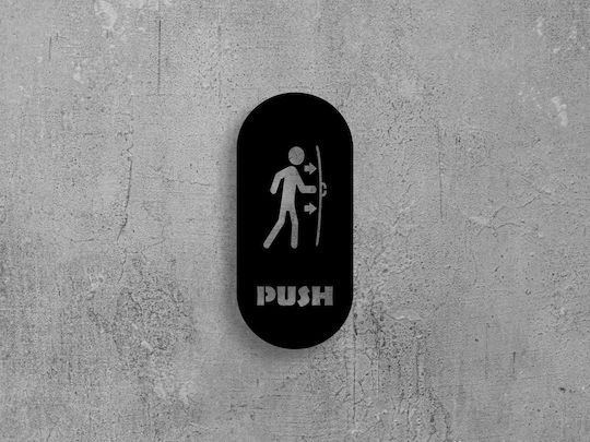 Πινακίδες Σήμανσης Πόρτας Pull & Push Μεταλλο-μαυρο-χρωμα Push-σπρώξε