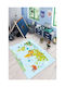 Kids Rug Educational World Map Light Blue 100cmx200cm