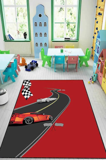 Kinderteppich Rennfahrer Roter Hintergrund Sportautos 120cmx180cm